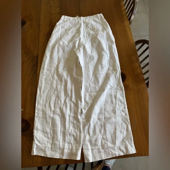 Madewell The Harlow Wide-Leg Pant in 100% Linen New tags size 4 smoke pet free - Picture 9 of 9